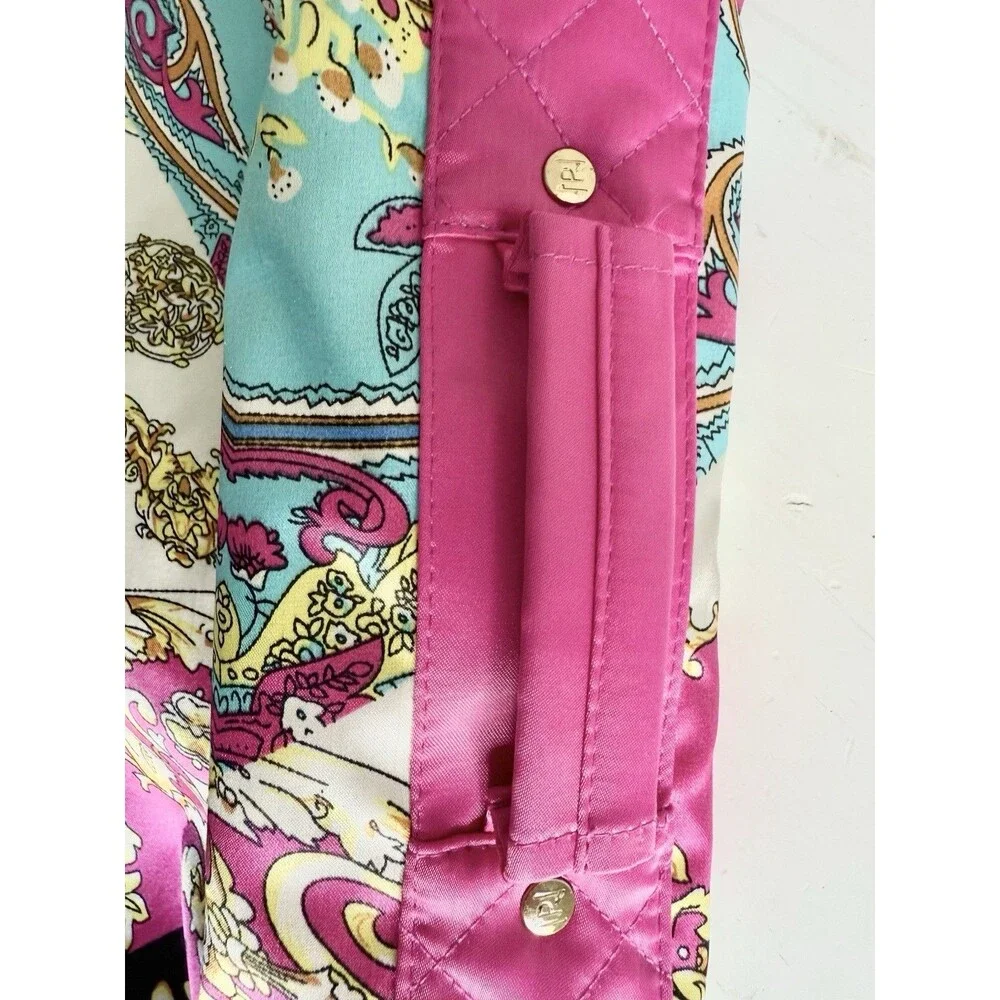🏷️✿ PurseN Hanging Cosmetic Bag Bustier Travel Case Satin Paisley Pink B
